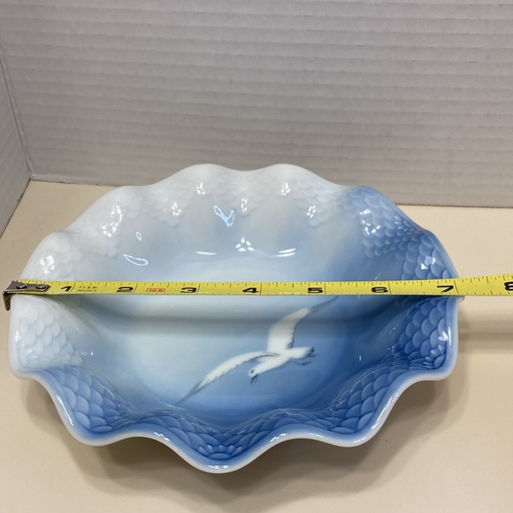 B&G Kjobenhavn Denmark Round Ruffled Scalloped Seagull Candy Serving Dish Vtg - Picture 7 of 8